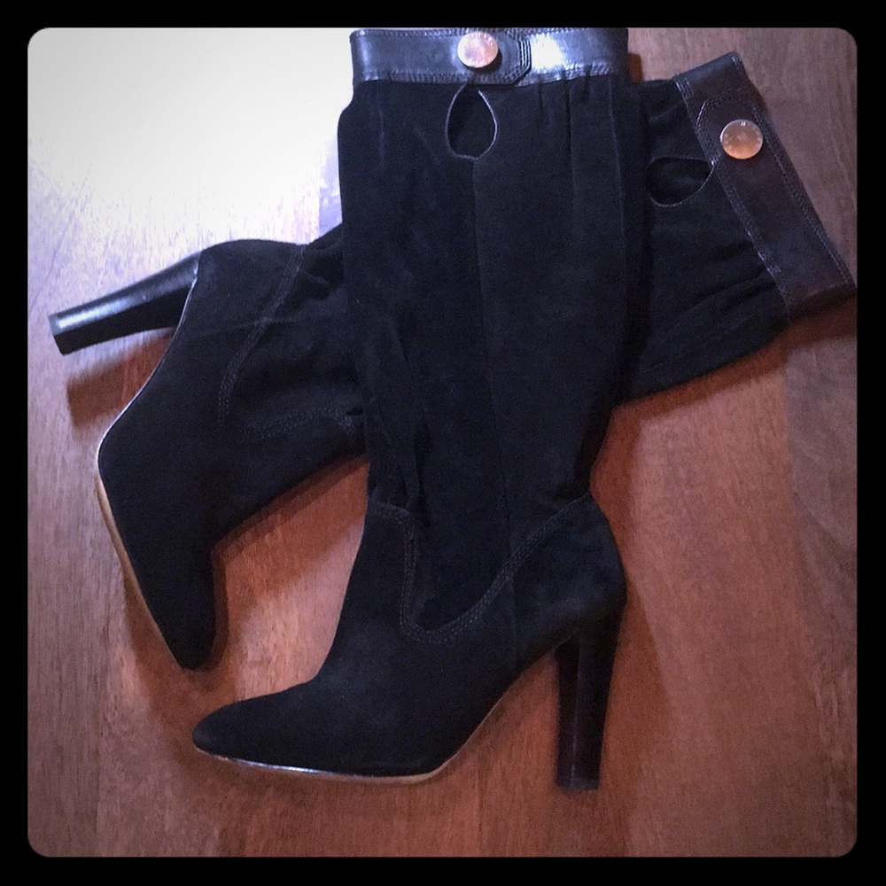 Michael Kors black suede/leather heeled boot